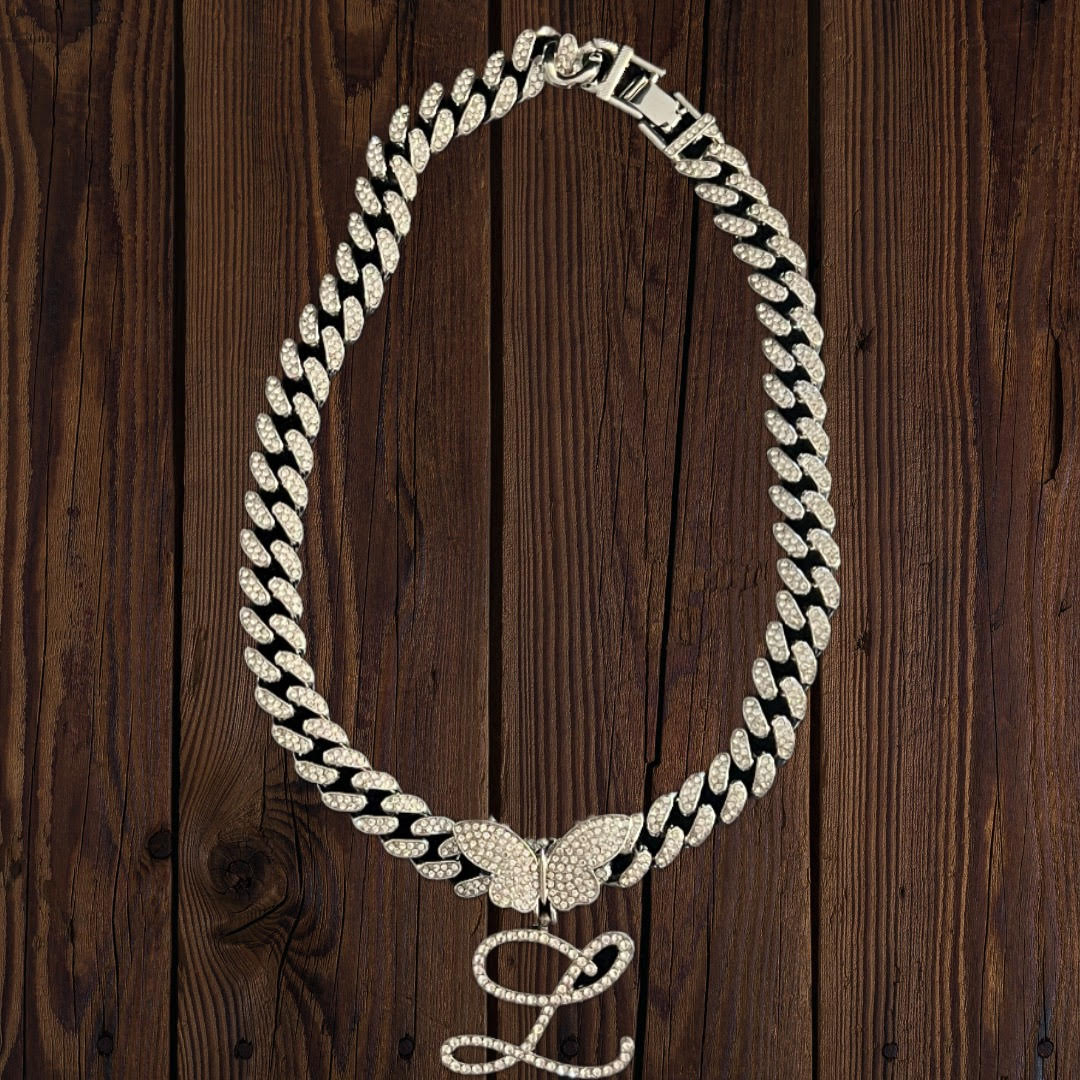 Cuban Link Iced out Necklace and letter pendant