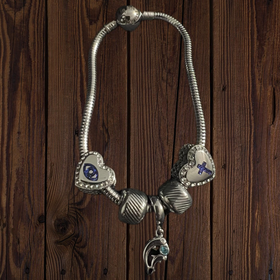Turkish Eye charm snake bracelet
