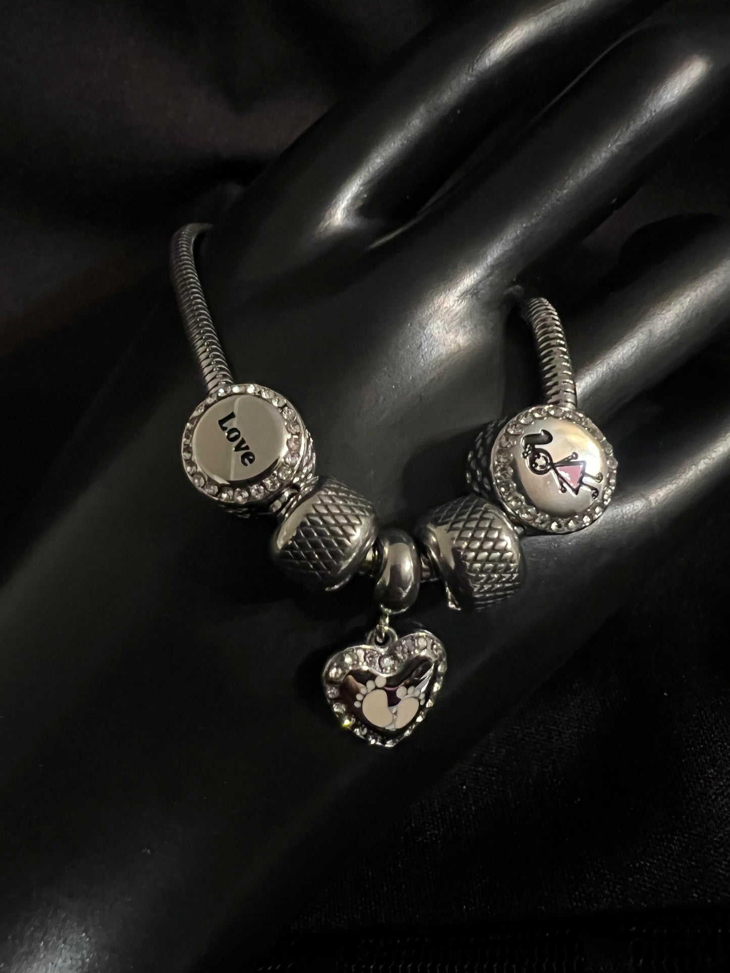 Foot Prints Snake Bracelet with charms