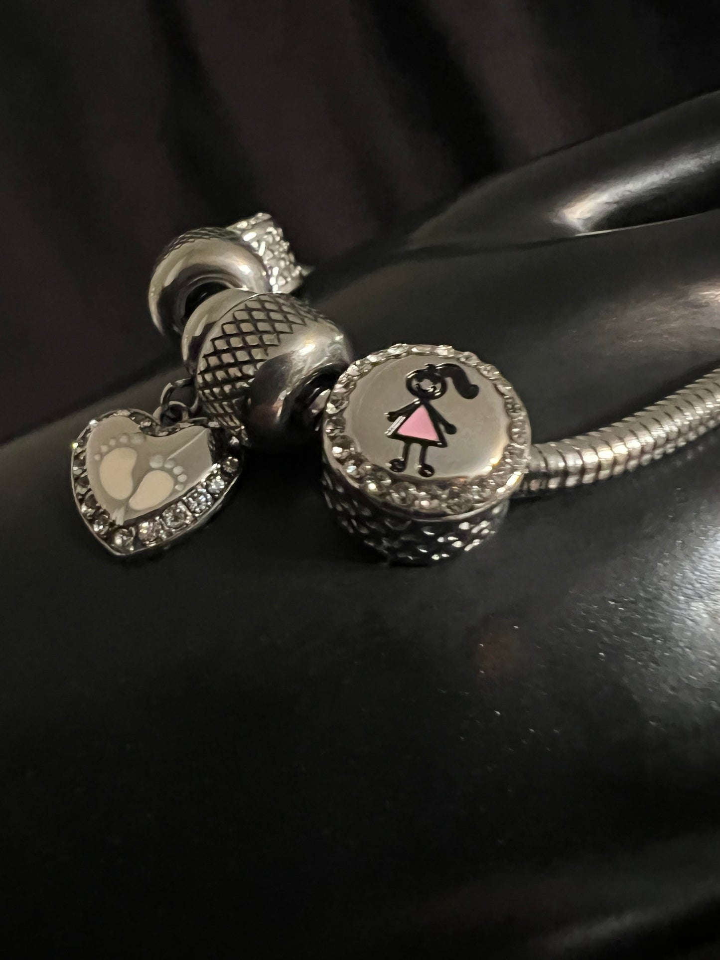 Foot Prints Snake Bracelet with charms