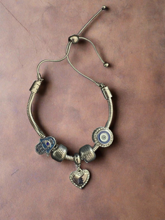 Hamsa Hand Charms Snake Bracelet