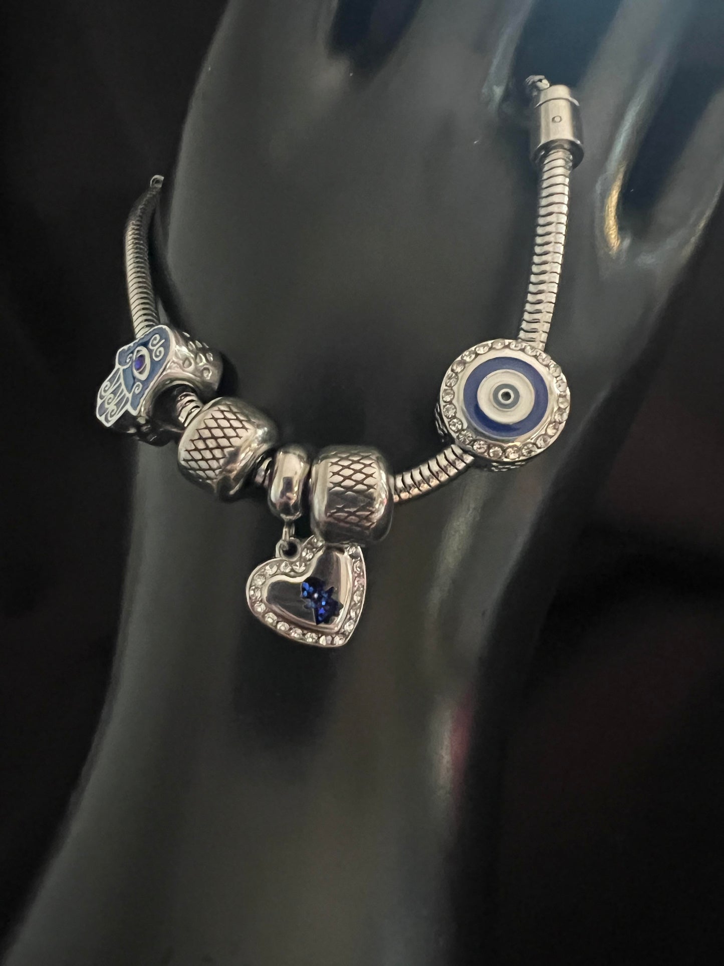 Hamsa Hand Charms Snake Bracelet