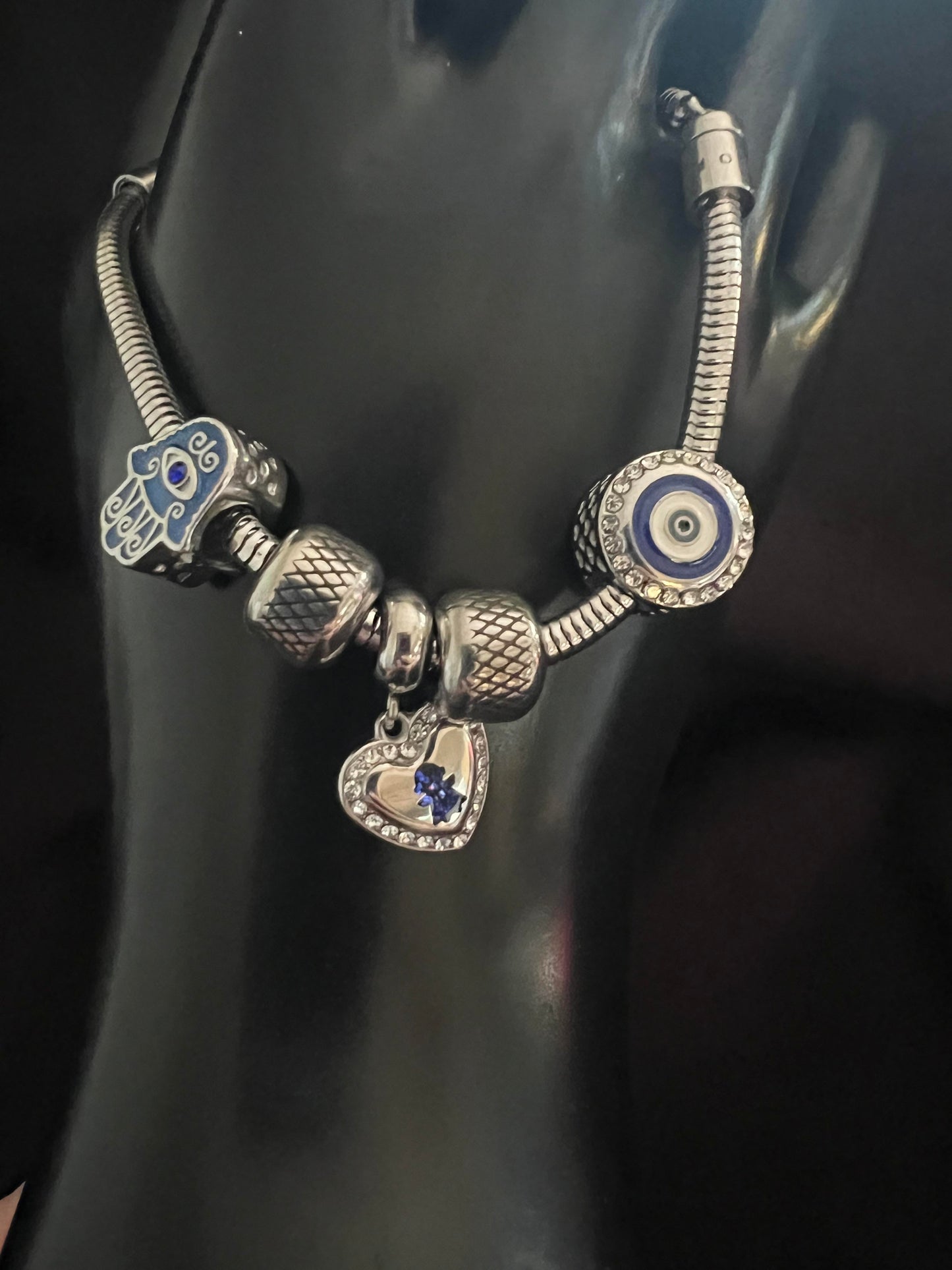 Hamsa Hand Charms Snake Bracelet