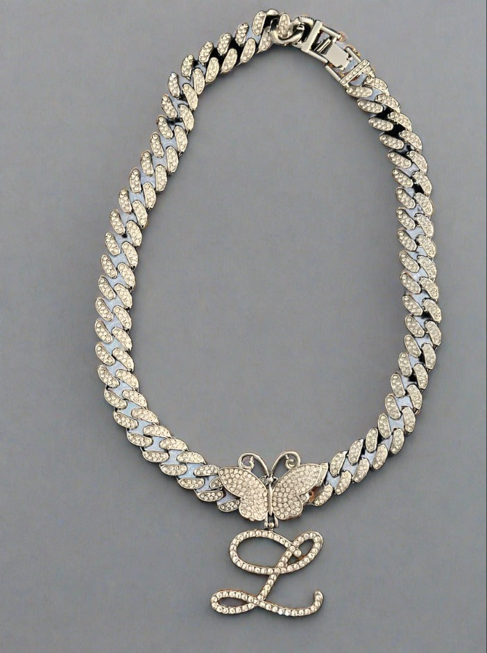 Cuban Link Iced out Necklace and letter pendant