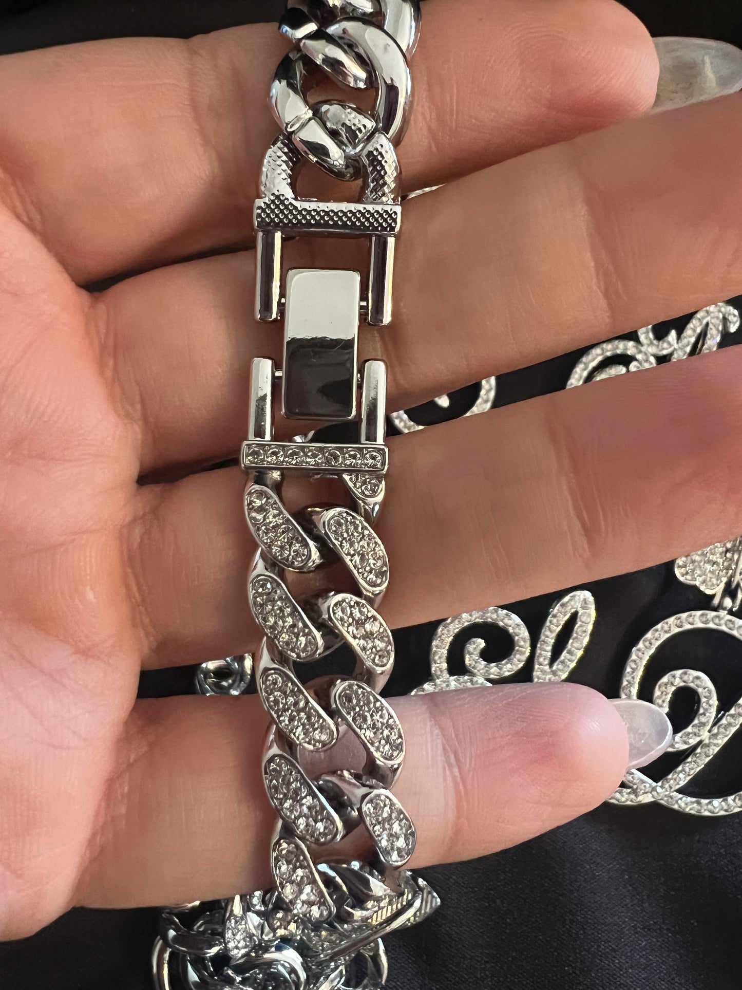 Cuban Link Iced out Necklace and letter pendant