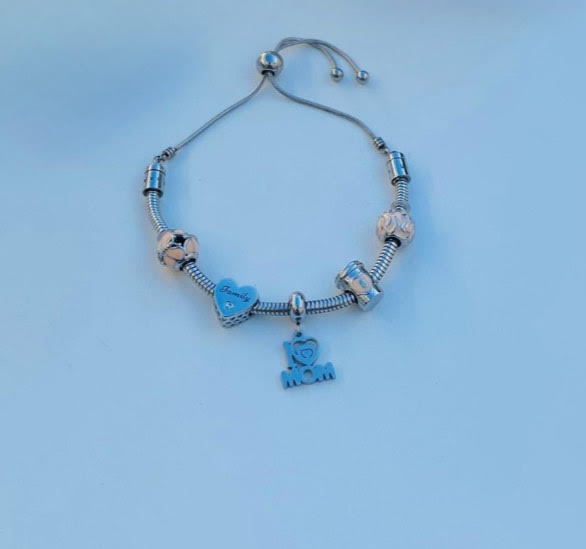 Moments Moms coffee lover Snake Chain Bracelet with charms