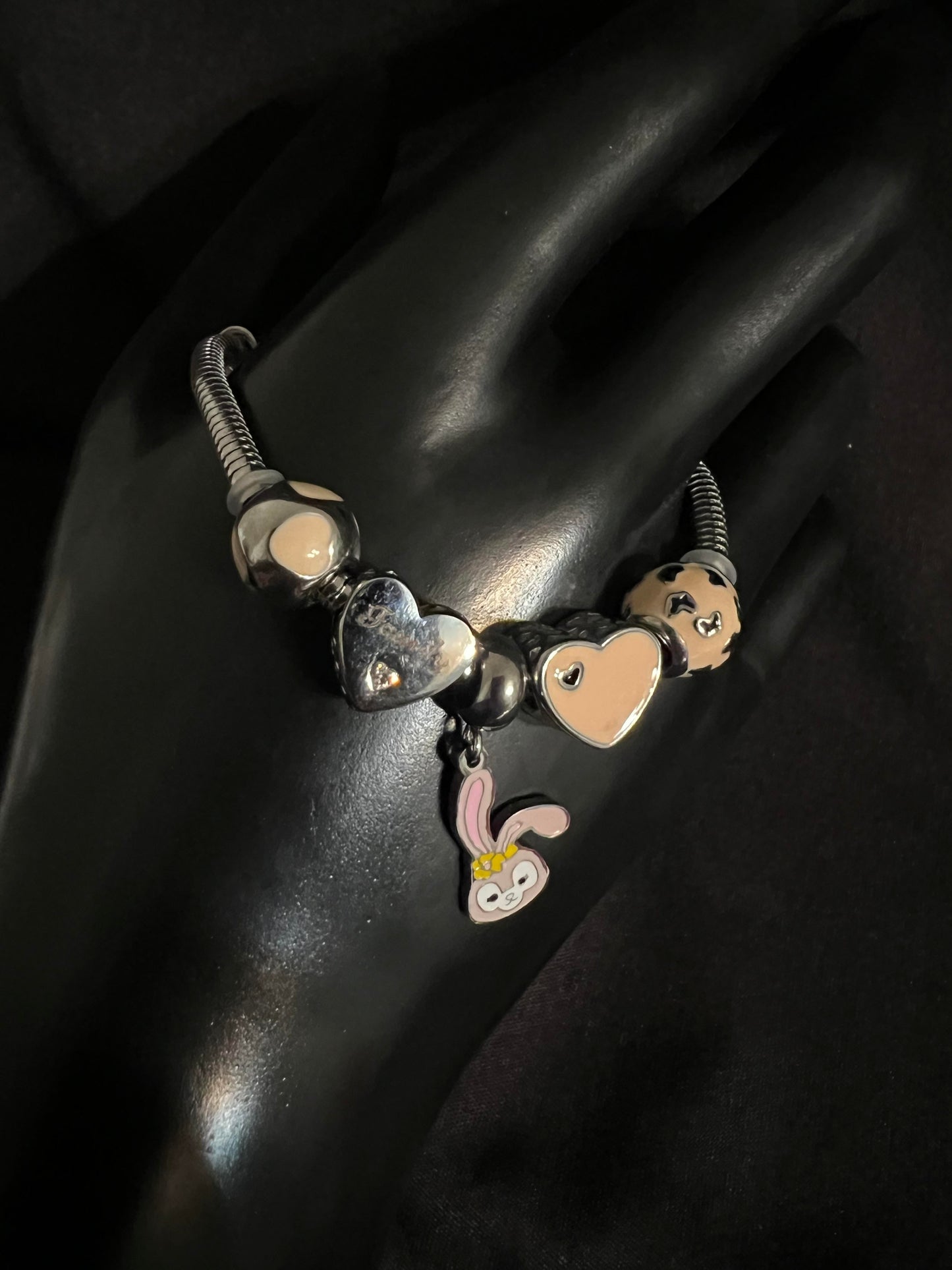 Family, love bunny snake bracelet with charms