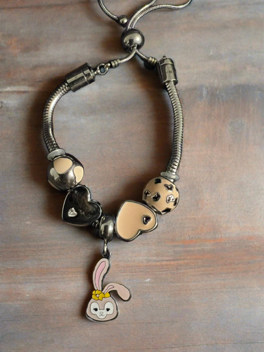 Family, love bunny snake bracelet with charms