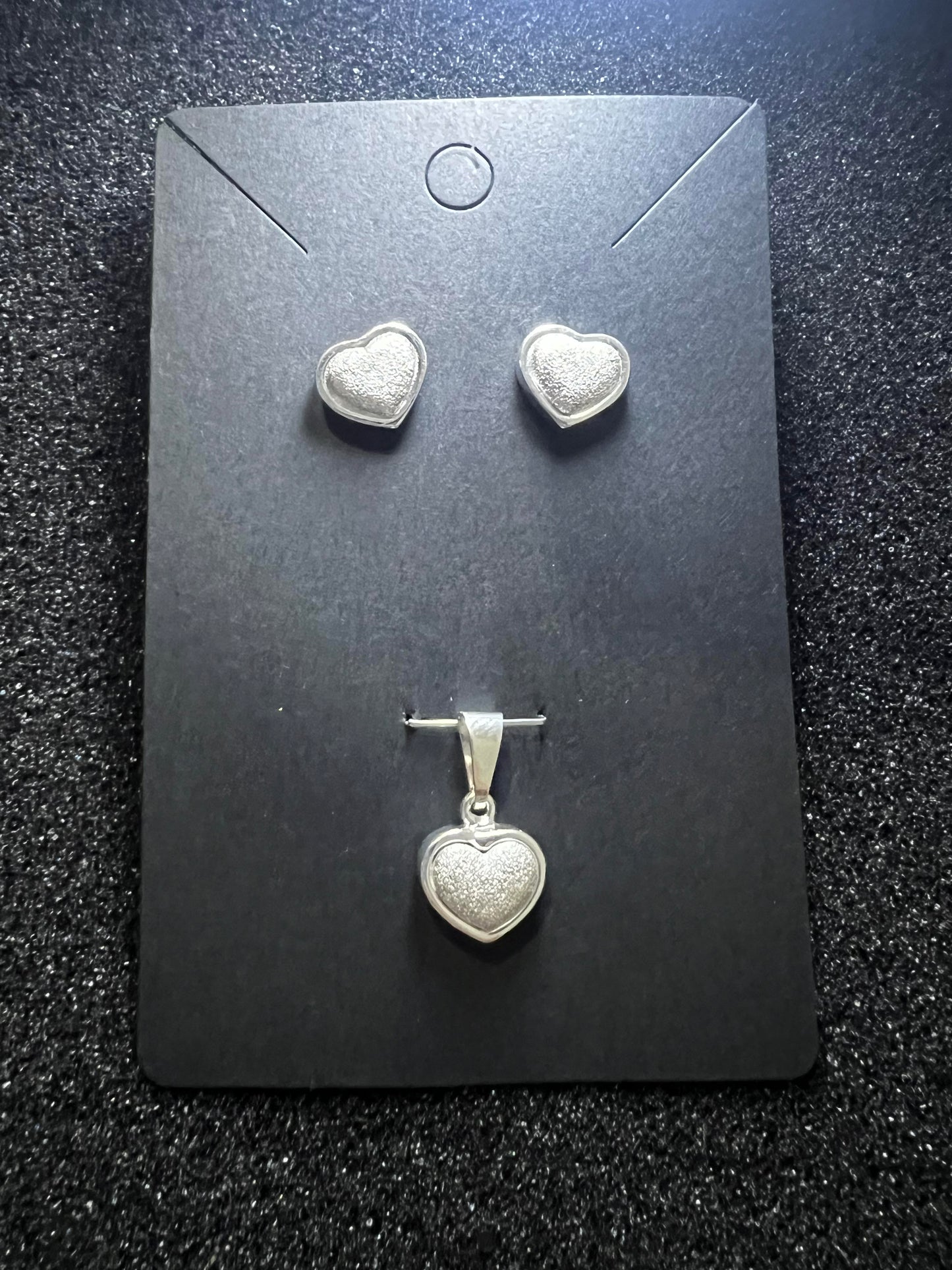 Silver Hearts Pendant Set