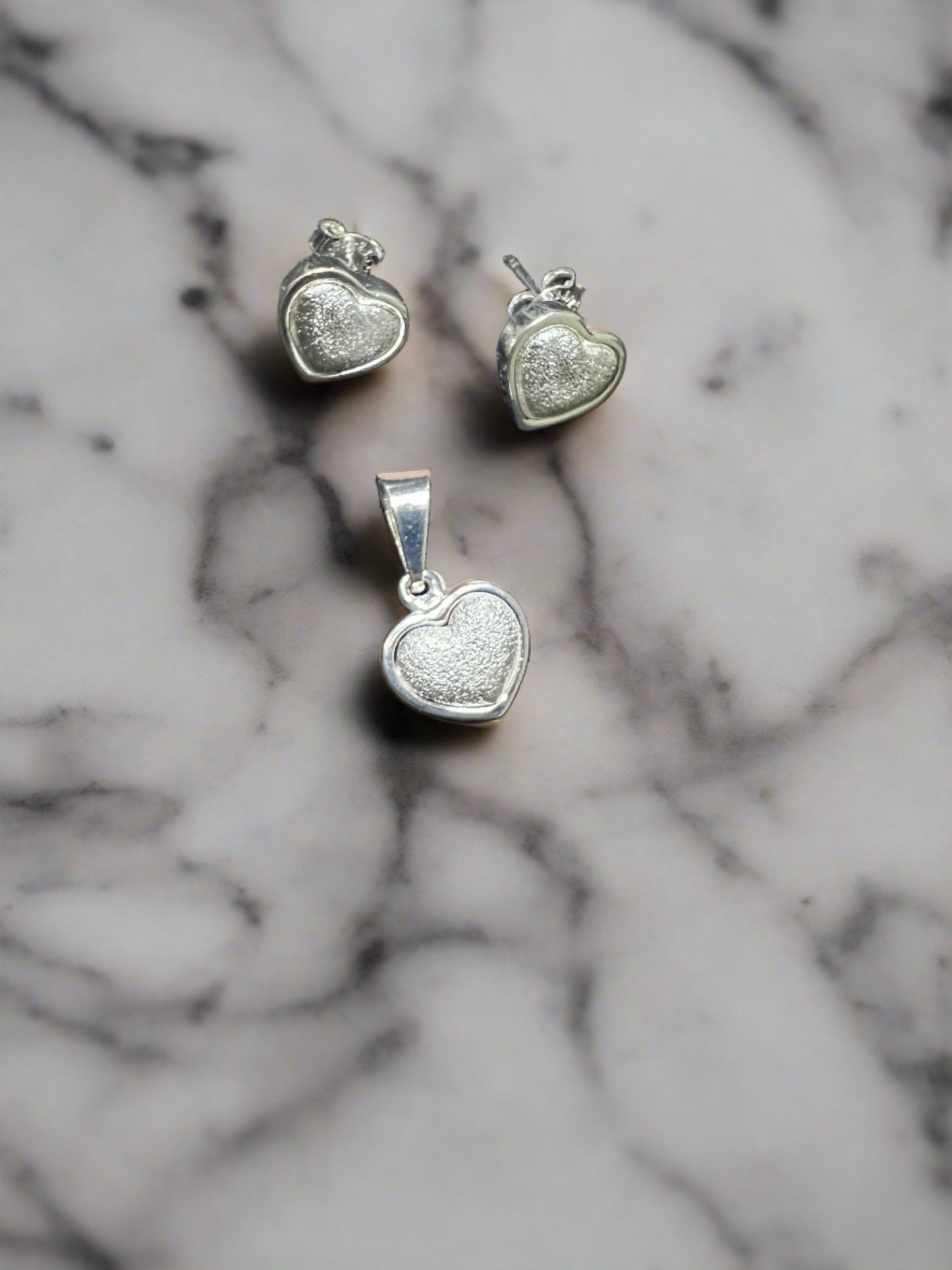 Silver Hearts Pendant Set