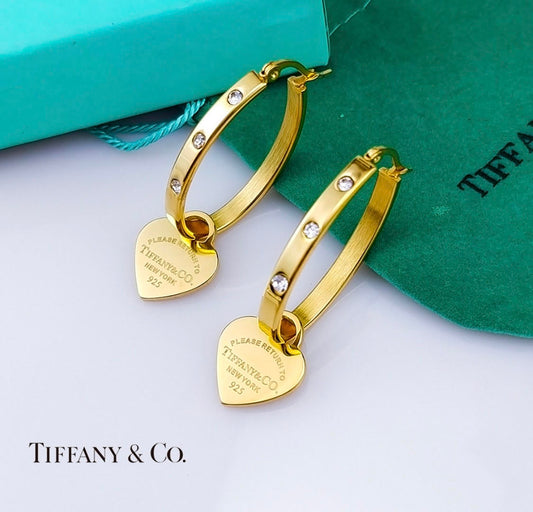 Heart Stud Loop Earrings