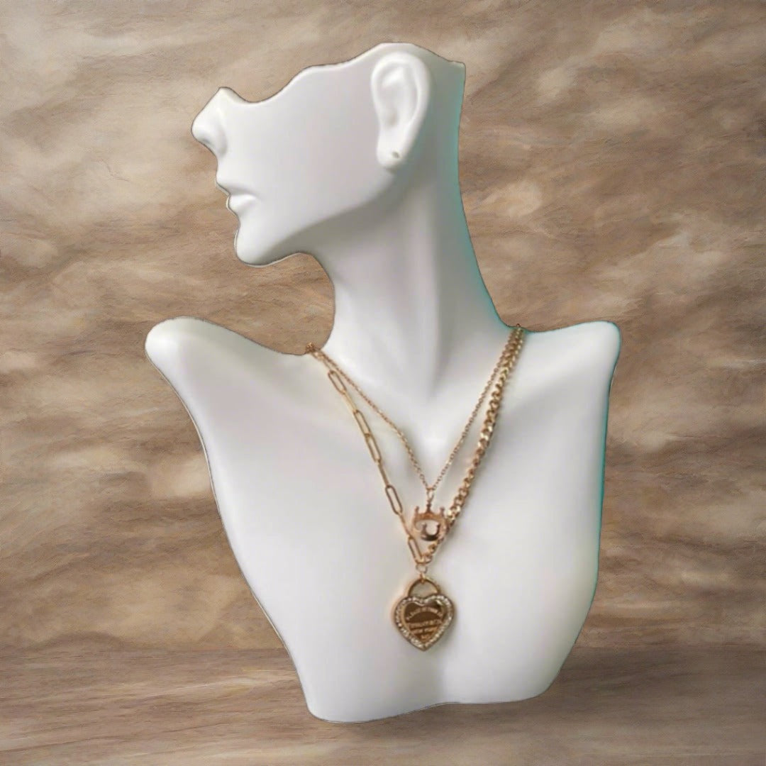 Heart on heart Tag Pendant and earrings