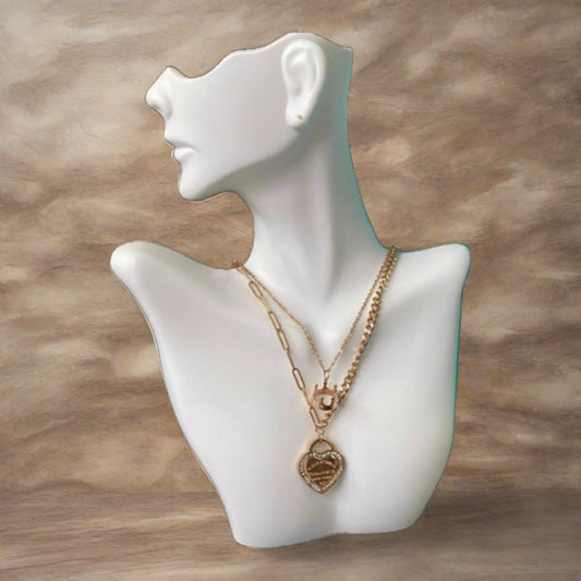 Heart on heart Tag Pendant and earrings