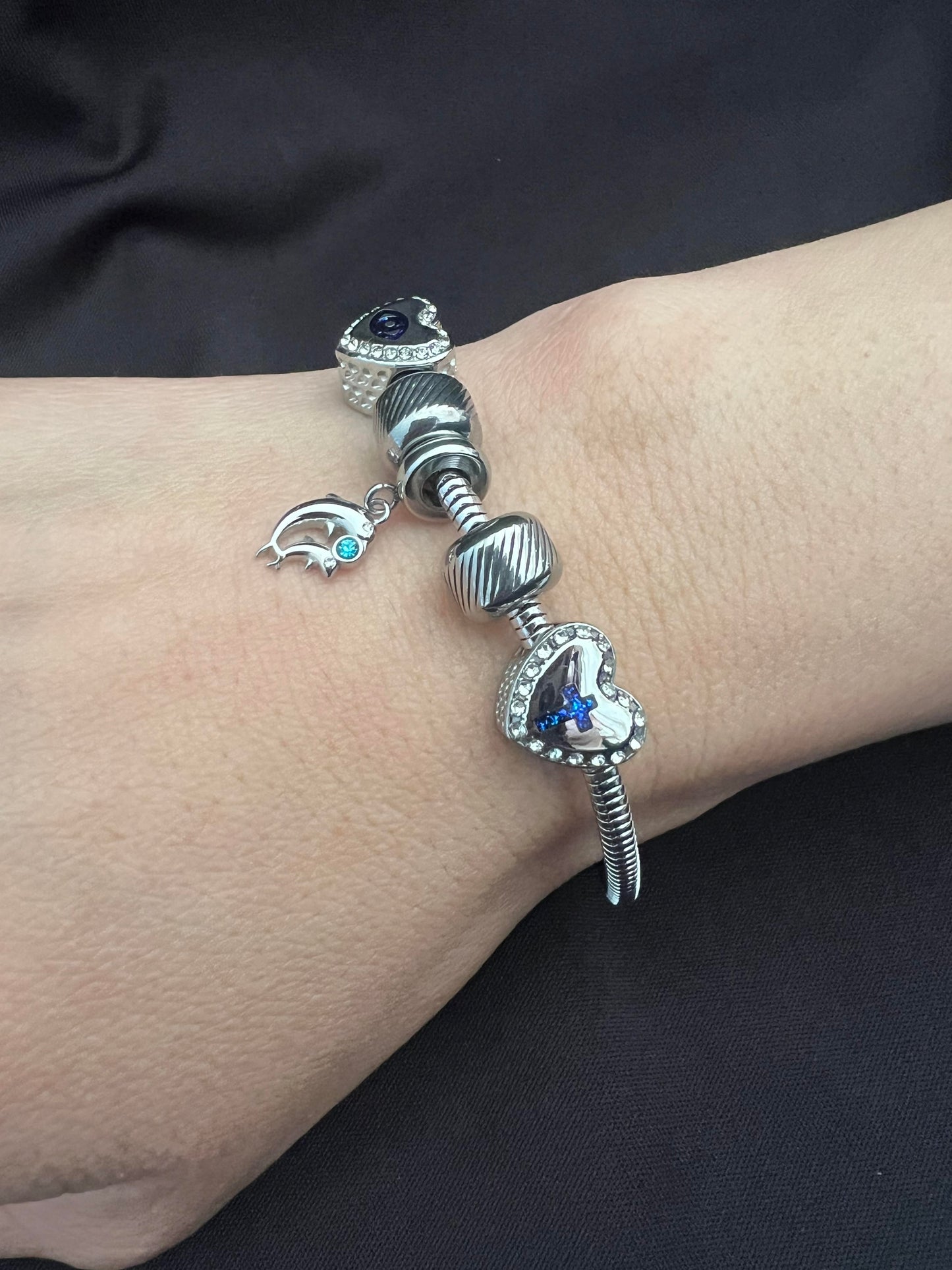 Turkish Eye charm snake bracelet