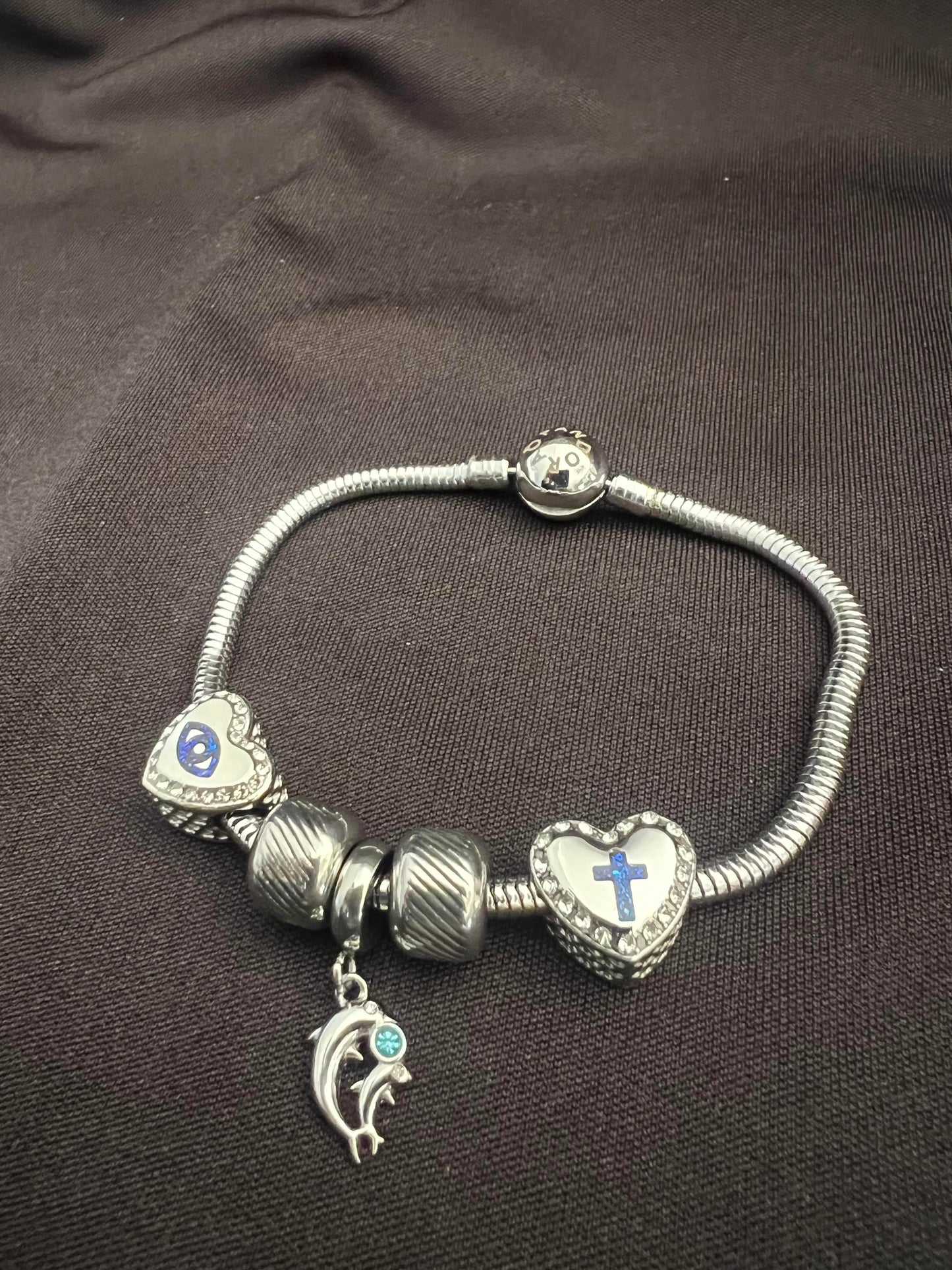 Turkish Eye charm snake bracelet